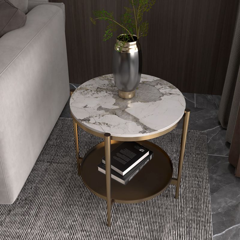 Modernistic 4 gambe rotonde a doppio livello di soggiorno tavolino