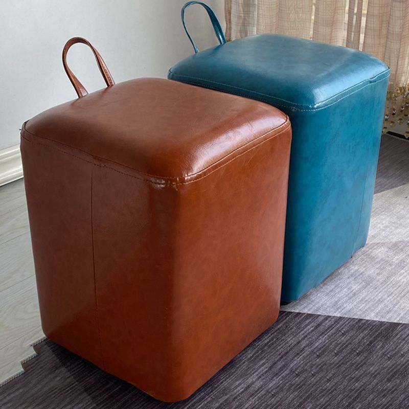 Square Pouf Portable Pure Color Faux Leather Stain Resistant Pouf Ottoman Clearhalo 'furn' 'furn_ottomans_poufs' 'Furniture' 'Living Room Furniture' 'Ottomans & Poufs' 'ottomans_poufs' 1200x1200_a8182ec8-2077-4970-a930-688598c7f7c1