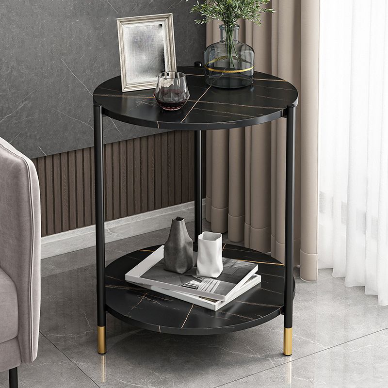 Contemporary Stone Top Side End Table Round Metal Frame Sofa Side Table Clearhalo 'Coffee & Accent Tables' 'End & Side Tables' 'end_side_tables' 'furn' 'furn_end_side_tables' 'Furniture' 'Living Room Furniture' 1200x1200_a81832d9-b1c9-4fe4-a09b-6b865ba59d71