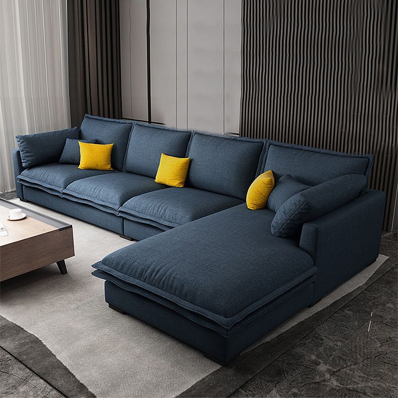 127.95" L Contemporary Sectional Blue Square Arm Sectional for Living Room