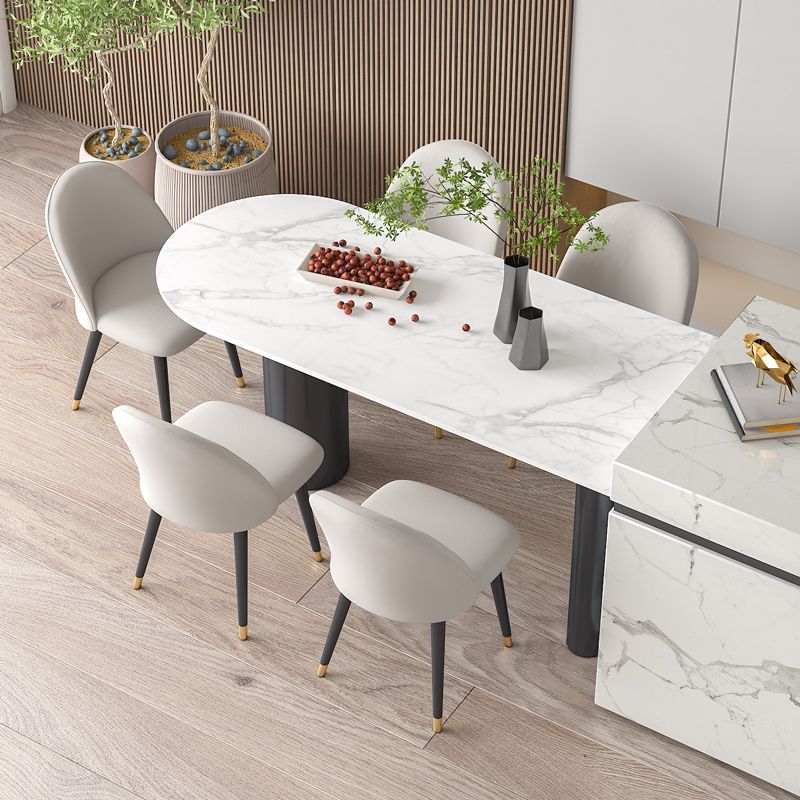 Metal Contemporary Free Form Dining Table Sintered Stone Table with Black Legs Clearhalo ' dining_table' 'Dining Tables & Seating' 'Dining Tables' 'furn' 'furn_dining_table' 'Furniture' 'furniture_dining_table' 'Kitchen & Dining Furniture' 'kitchen&dining_furn' 'kitchen' 'kitchen_dining_table' 1200x1200_a81afa74-0ca2-4d6f-bc75-7e1895cbd059