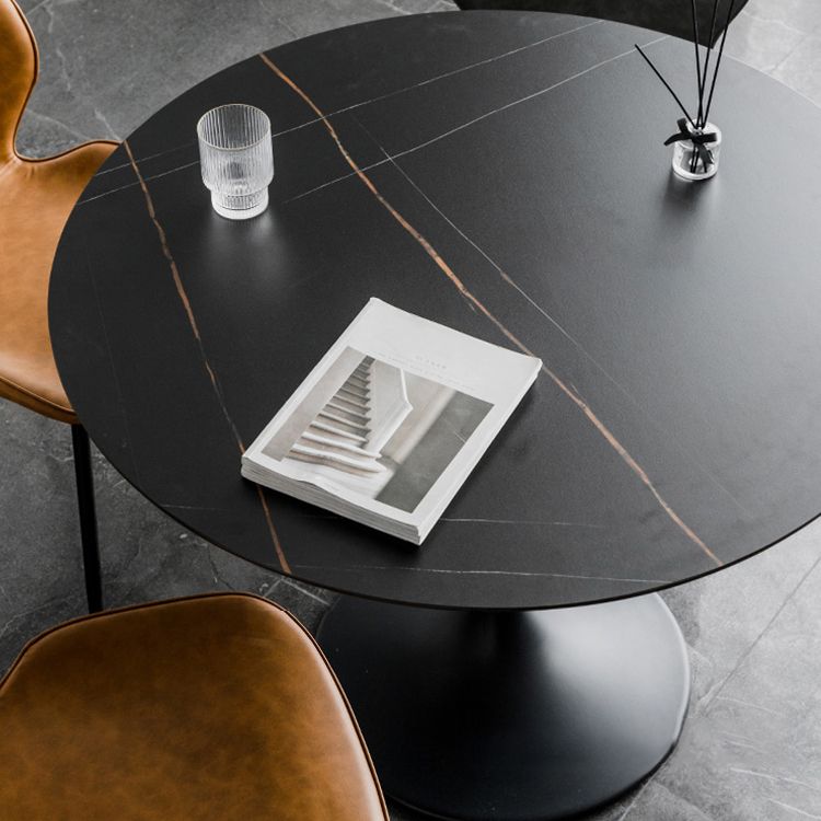 Round Two-Color Dining Table Sintered Stone Table Glam with Tulip Base Clearhalo ' dining_table' 'Dining Tables & Seating' 'Dining Tables' 'furn' 'furn_dining_table' 'Furniture' 'furniture_dining_table' 'Kitchen & Dining Furniture' 'kitchen&dining_furn' 'kitchen' 'kitchen_dining_table' 1200x1200_a81b69cb-0467-4fa6-b498-9692d2da7ea8