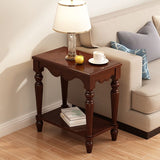 French Country Rectangular Wood Side Table Four-Leg End Table with Shelf