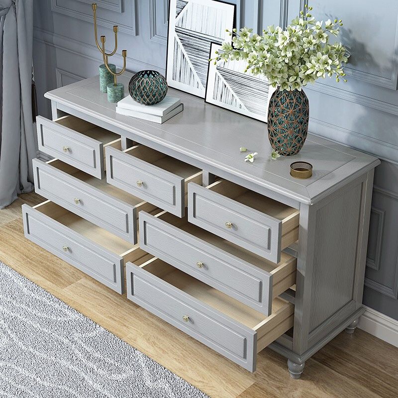 Cofre de acento moderno con 7 cajones y cofre de lana de madera maciza