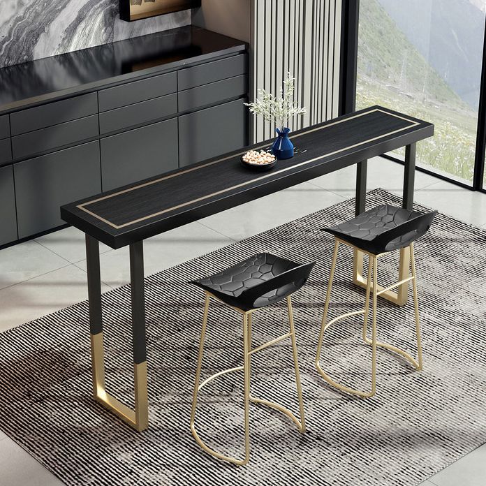 Glam Style Cocktail Bar Table 42-inch Height Wood Top Iron Frame Bar Table Clearhalo 'Bar Furniture' 'Bar Tables' 'bar_tables' 'Furniture' 'furniture_bar_tables' 'Kitchen & Dining Furniture' 'kitchen&dining_furn' 'kitchen' 1200x1200_a81ef41d-d52c-40d5-83b7-7d1f67969f8e