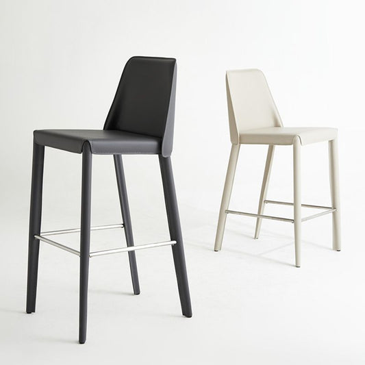 Faux Leather Bar Stools Modern Style Patio Bar Stool with Backrest
