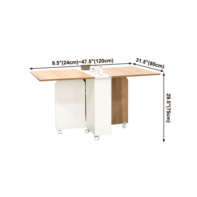 Artificial Foldable Wooden Top Table Extendable Rectangle Table with Storage Trestle Base Clearhalo ' dining_table' 'Dining Tables & Seating' 'Dining Tables' 'Furniture' 'furniture_dining_table' 'Kitchen & Dining Furniture' 'kitchen&dining_furn' 'kitchen' 'kitchen_dining_table' 1200x1200_a822072a-60c2-46ac-9794-5c1d4c88624f