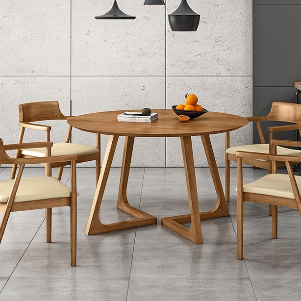 Contemporary Round Dining Table Pine Solid Wood Table with Double Pedestal for Home Kitchen Dinner Clearhalo ' dining_table' 'Dining Tables & Seating' 'Dining Tables' 'furn' 'furn_dining_table' 'Furniture' 'furniture_dining_table' 'Kitchen & Dining Furniture' 'kitchen&dining_furn' 'kitchen' 'kitchen_dining_table' 1200x1200_a822802e-63ee-45a6-813f-708fd6351ace