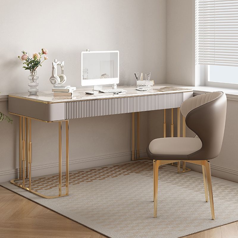 Simple Style Gold Base Office Desk Rectangular Home Writing Desk Clearhalo 'furn' 'furn_office_desk' 'Furniture' 'Office Desks' 'Office Furniture' 'office_desk' 1200x1200_a8232be7-37ef-43f5-8fa7-6d16ffd46001