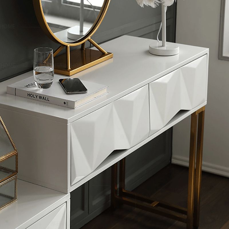 引き出し付きの現代の白い化粧ドレッシングテーブルスツールセット