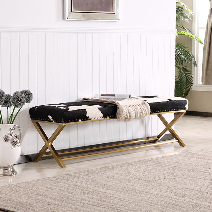 Glam Upholstered Bedroom Bench, Foam Filled Seating Bench with Metal Legs Clearhalo 'Benches' 'Chairs & Seating' 'furn' 'furn_benches' 'Furniture' 'Living Room Furniture' 1200x1200_a827b6e2-3763-496b-8c19-2682a3038cde