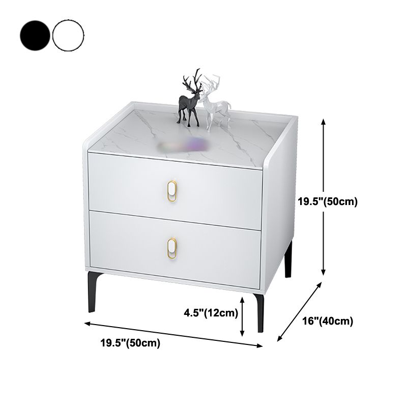 Table de nuit en pierre de 20 "H Les jambes de rangement modernes à 2 titres incluent la table de chevet de lit