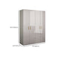 Engineered Wood Armoire Modern Mirrored Grey Wardrobe Closet with Garment Rod