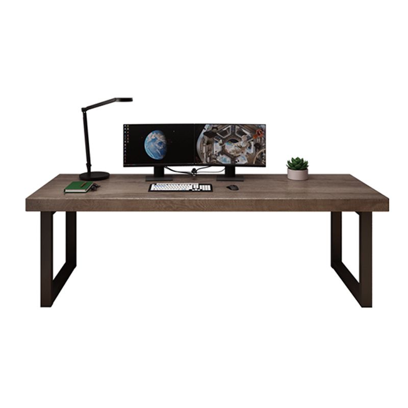 Industrial Solid Wood Computer Desk Sled Base 29.53" Tall Gaming Desk Clearhalo 'furn' 'furn_office_desk' 'Furniture' 'Office Desks' 'Office Furniture' 'office_desk' 1200x1200_a82a8ce3-32af-49f1-b987-45d08b5acf4b