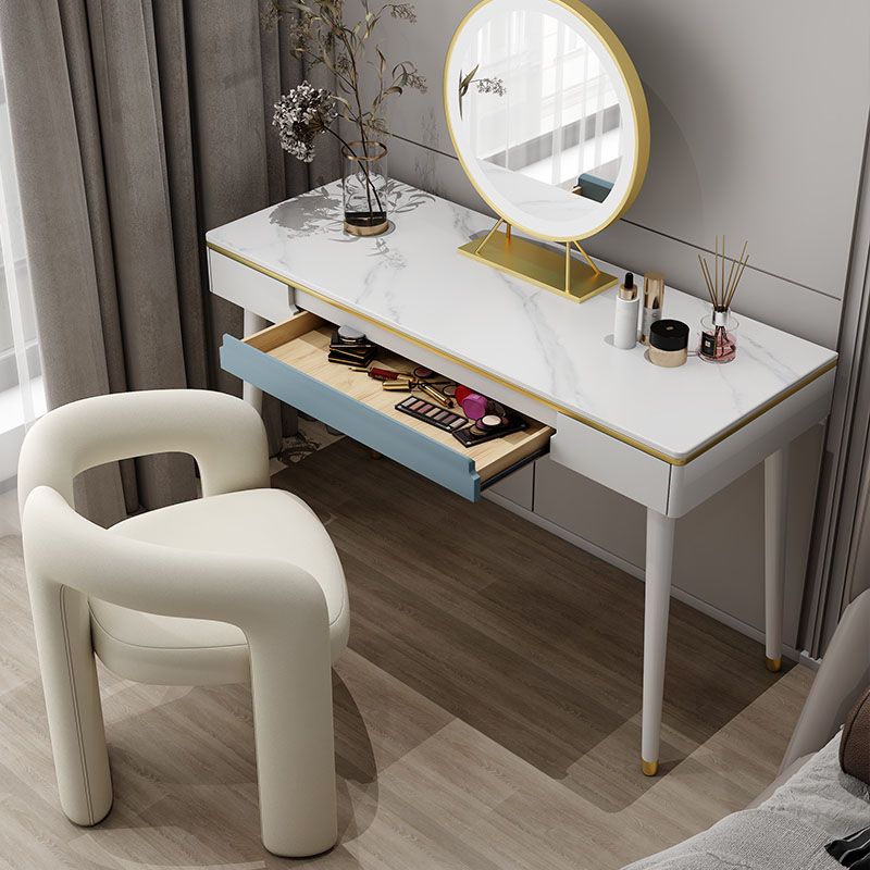 White/Black Modern Vanity Engineered Wood Makeup Dressing Table Stool Set
