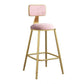 Nordic Armless Backrest Counter Stool Iron Dining Room Bar Stool with Velvet Cushion