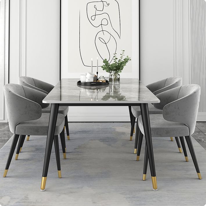 Glam Gray Sintered Stone Dining Table Set 1/4/5/7 Pieces Dining Set Clearhalo 'Dining Room Sets' 'Dining Tables & Seating' 'dining_room_set' 'furn' 'furn_dining_room_set' 'Furniture' 'furniture_dining_room_set' 'Kitchen & Dining Furniture' 1200x1200_a82c3dd8-1e62-4648-a0d2-680d2c62a480