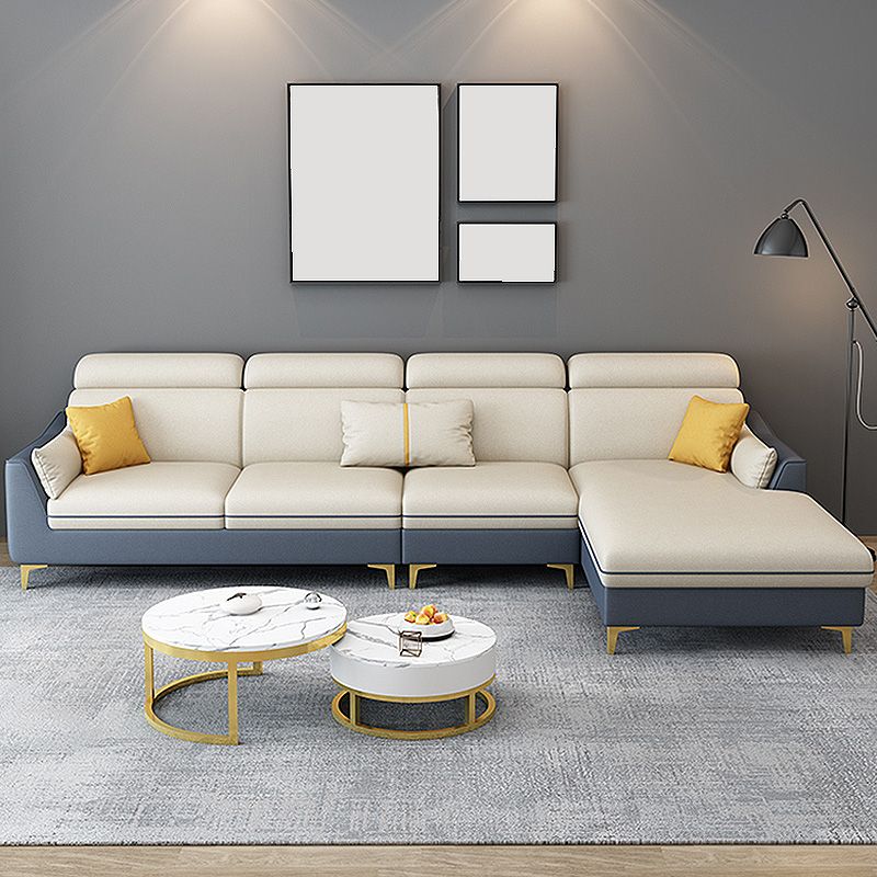 Faux Leather Pillow Top Arm Sectional 39.37"High Modern Sofa and Chaise Clearhalo 'furn' 'furn_sectionals' 'Furniture' 'furniture_sectionals' 'Living Room Furniture' 'Sectionals' 1200x1200_a82e9478-8e18-4d6e-ad7c-46ca73d5a4b4