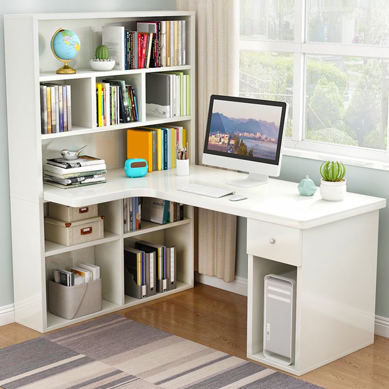 Modern Home Office Desk Pedestal Base Writing Desk Storage Shelves and Drawers Clearhalo 'furn' 'furn_office_desk' 'Furniture' 'Office Desks' 'Office Furniture' 'office_desk' 1200x1200_a82f320e-78c7-44f5-8b42-d606dd8a003b