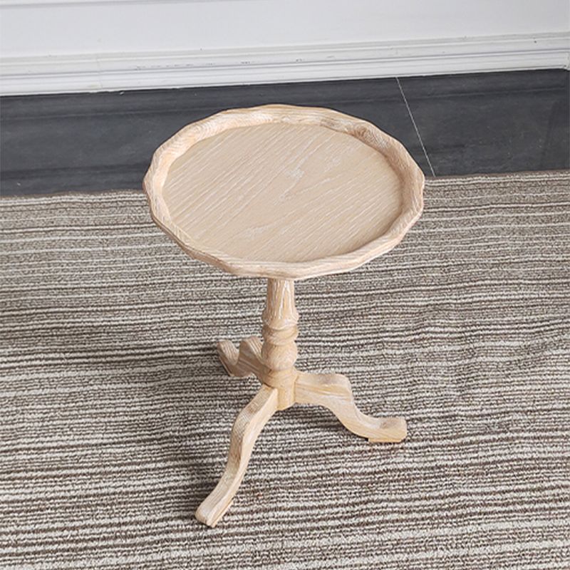 Tavolo d'angolo rustico largo 14 "tavolo laterale rotondo in legno solido