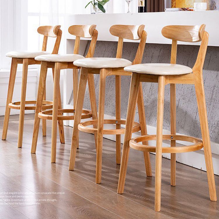 Industrial Backrest Counter Stool Rubber Wood Cafe Bar Stool with Cushion and Pedal Clearhalo 'Bar Furniture' 'Bar Stools' 'bar_stools' 'furn' 'furn_bar_stools' 'Furniture' 'Kitchen & Dining Furniture' 1200x1200_a830ab42-45e8-47d9-9b83-a2ce6270d88a