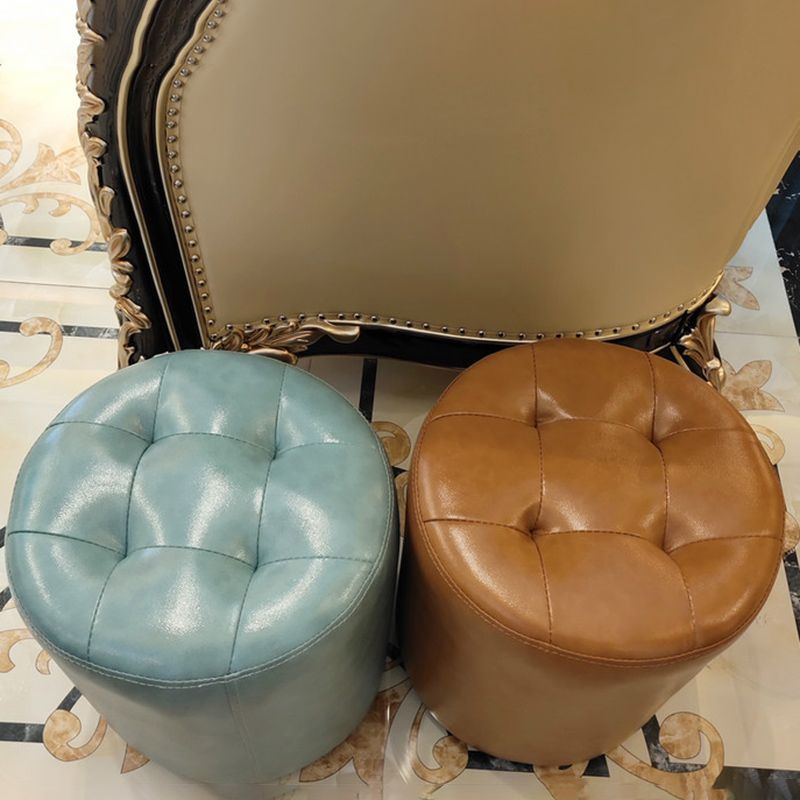 Modern Pouf Ottoman Genuine Leather Tufted Upholstered Solid Color Ottoman Clearhalo 'furn' 'furn_ottomans_poufs' 'Furniture' 'Living Room Furniture' 'Ottomans & Poufs' 'ottomans_poufs' 1200x1200_a830bcc1-e29a-4919-85f5-344ac4447df1