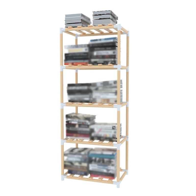 Contemporary Style Bookshelf Open Back Solid Wood in Natural Book Shelf Clearhalo 'Bookcases' 'Furniture' 'furniture_bookcases' 'kitchen' 'kitchen_bookcases' 'Living Room Furniture' 'Office Furniture' 1200x1200_a83413ec-881d-401c-a1b8-8c94b5cd4ae8