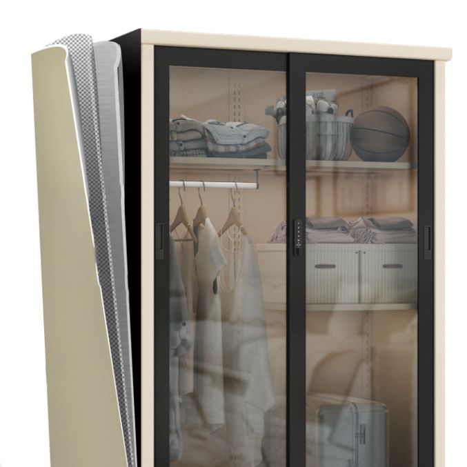 Eigentijdse stijl 1-deuren garderobe glazen garderobe kast met planken