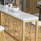 Glam Bar Height Table Solid Wood Top Bistro Pub Table with Gold Base Clearhalo 'Bar Furniture' 'Bar Tables' 'bar_tables' 'furn' 'furn_bar_tables' 'Furniture' 'Kitchen & Dining Furniture' 1200x1200_a83515b1-96ee-428d-9091-bfb1dec4ec04