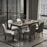 Modern Sintered Stone Dining Set with Rectangle Tabale and Metal Base Dining Set Clearhalo 'Dining Room Sets' 'Dining Tables & Seating' 'dining_room_set' 'furn' 'furn_dining_room_set' 'Furniture' 'furniture_dining_room_set' 'Kitchen & Dining Furniture' 'kitchen&dining_furn' 'kitchen' 1200x1200_a835d1b5-a641-4843-b0a9-4f49c482c480