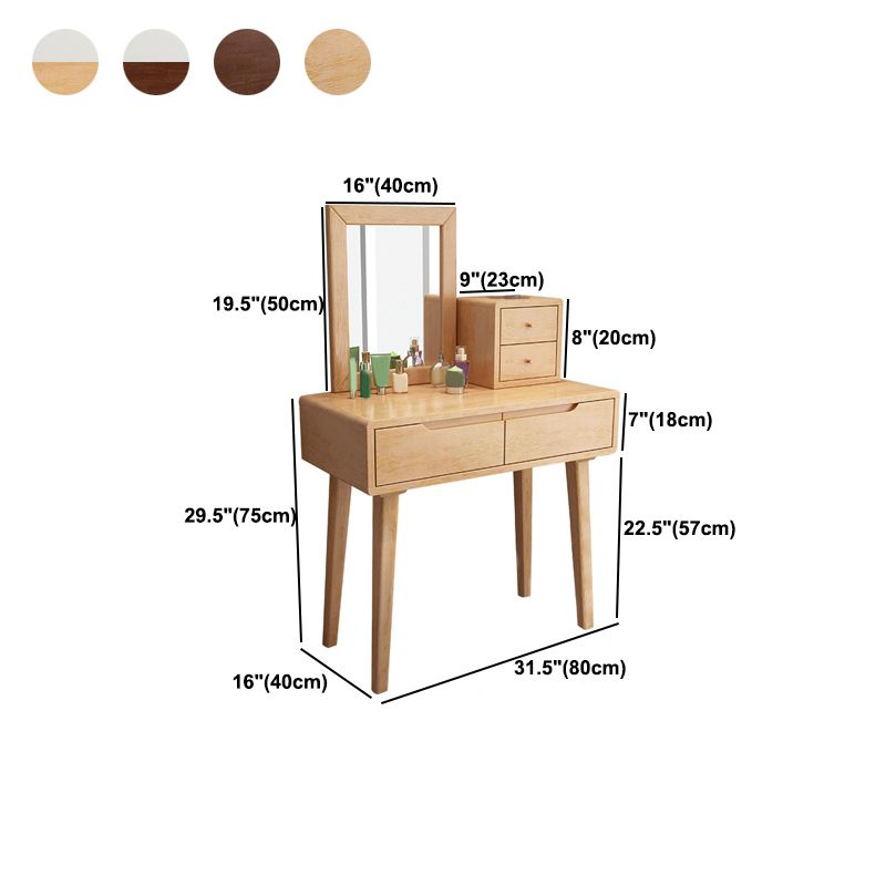 Nordic 4 cajones de maquillaje tocador de maquillaje espejo de madera de madera de madera