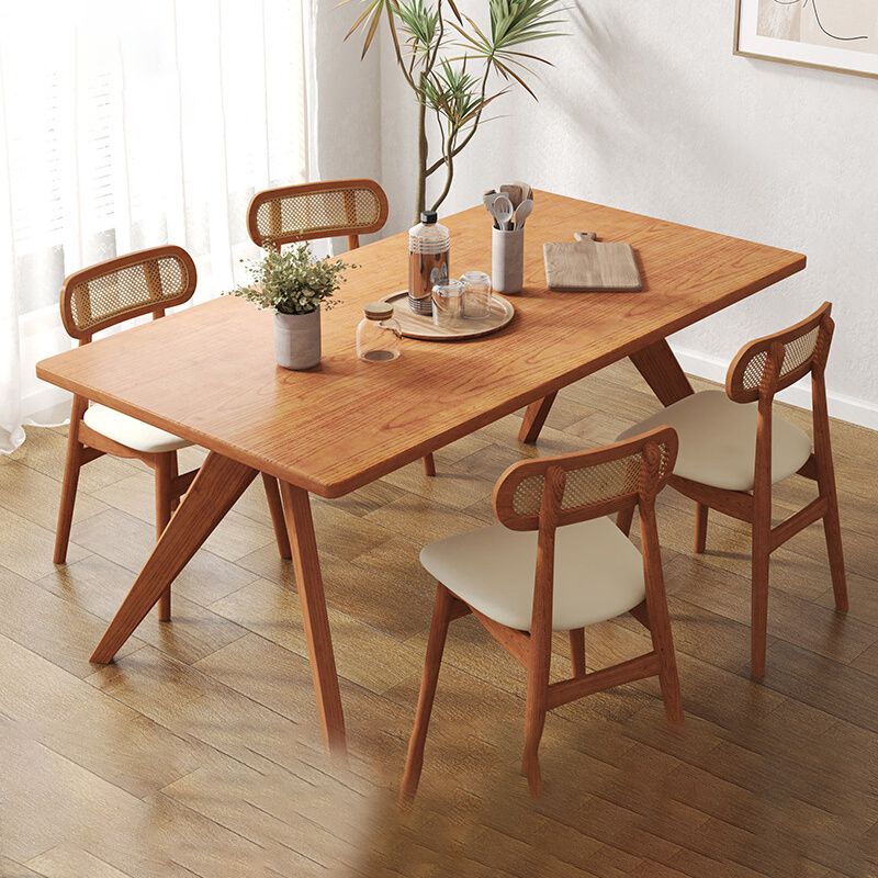 Dinner Kitchen Table Dining Room Rectangle Wood Top Dining Table