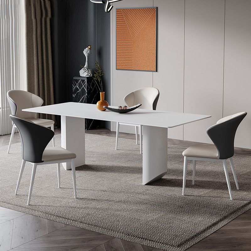 White Stone Dinette Table Set with Metal Base 1/4/5/7 Pcs Modern Home Dining Set Clearhalo 'Dining Room Sets' 'Dining Tables & Seating' 'dining_room_set' 'furn' 'furn_dining_room_set' 'Furniture' 'Kitchen & Dining Furniture' 1200x1200_a83bc656-63bd-443b-890e-e54b7e7ea83f
