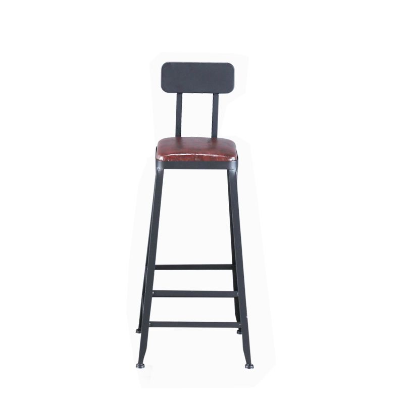 Industrial Armless Counter Stool Iron Cafe Bar Stool with Leather Cushion Clearhalo 'Bar Furniture' 'Bar Stools' 'bar_stools' 'furn' 'furn_bar_stools' 'Furniture' 'furniture_bar_stools' 'Kitchen & Dining Furniture' 1200x1200_a83c0ede-ac60-472e-b496-2d984a547000
