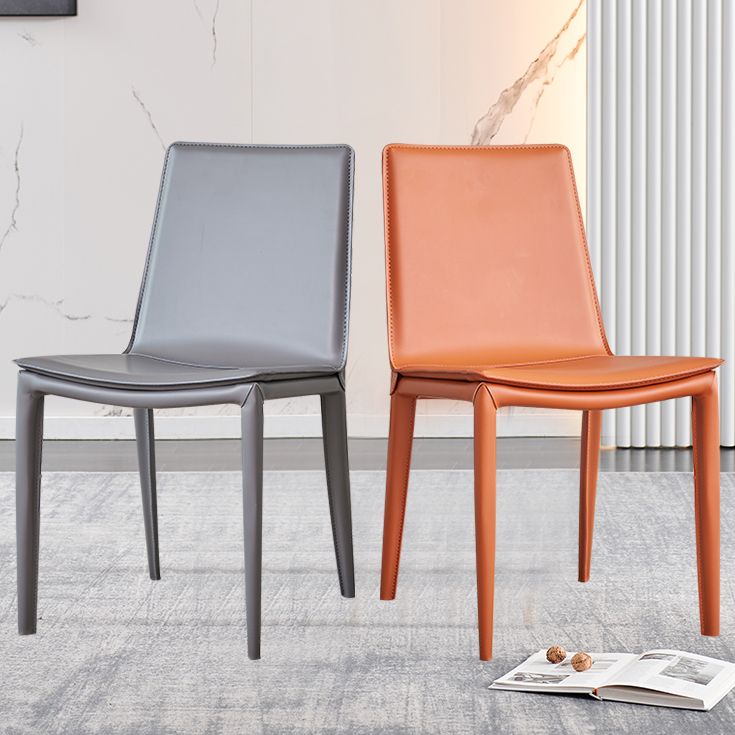 Designer Style Matte Finish Leather Side Chair Solid Back Home Dining Chair Clearhalo 'Dining Chairs' 'Dining Tables & Seating' 'dining_chair' 'furn' 'furn_dining_chair' 'Furniture' 'Kitchen & Dining Furniture' 1200x1200_a83dada3-6a1d-432e-9fb3-875059af8a11
