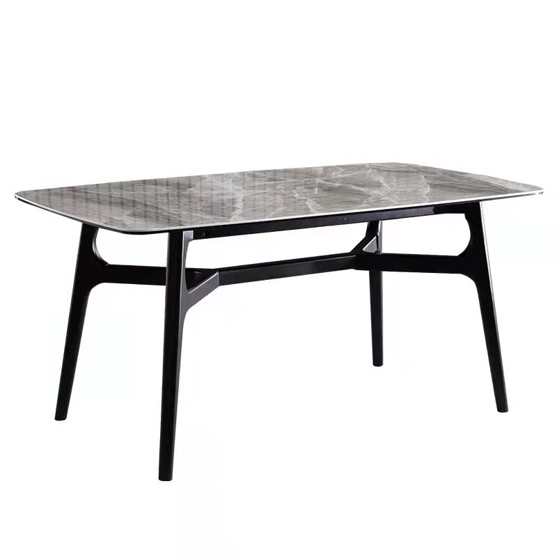 Industrial Rectangle Dining Table Gray Stone Top Table with Black Frame Clearhalo 'Dining Tables & Seating' 'Dining Tables' 'dining_table' 'furn' 'furn_dining_table' 'Furniture' 'Kitchen & Dining Furniture' 1200x1200_a83e827a-302e-45ee-87da-c5008067d72d
