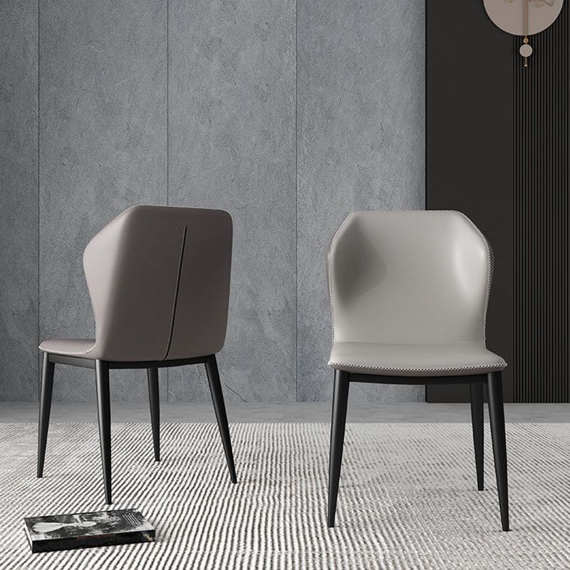 Industrial Style Wingback Chair Leather Dining Armless Chairs for Kitchen Clearhalo ' kitchen&dining_furn' 'Dining Chairs' 'Dining Tables & Seating' 'dining_chair' 'furn' 'furn_dining_chair' 'Furniture' 'furniture_dining_chair' 'Kitchen & Dining Furniture' 'kitchen' 1200x1200_a83ed29e-df3a-46cf-b1c8-d33578815003