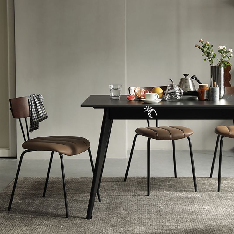 Home Kitchen Industrial Side Chair PU Leather Upholstered Armless Chair