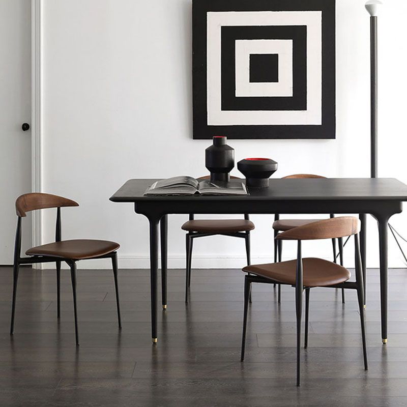 Industrial Design Armless Open Back Side Chairs Faux Leather Dining Chairs Clearhalo ' kitchen&dining_furn' 'Dining Chairs' 'Dining Tables & Seating' 'dining_chair' 'furn' 'furn_dining_chair' 'Furniture' 'furniture_dining_chair' 'Kitchen & Dining Furniture' 'kitchen' 1200x1200_a8426ed5-32e4-4ba3-bea0-dfb53207d35c