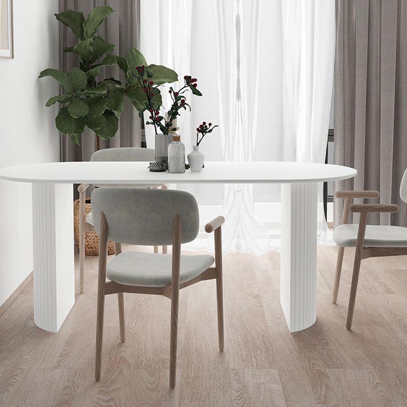 Solid Wood White Dining Table Simplicity Double Pedestal Table for Dining Room Clearhalo 'Dining Tables & Seating' 'Dining Tables' 'dining_table' 'furn' 'furn_dining_table' 'Furniture' 'furniture_dining_table' 'Kitchen & Dining Furniture' 'kitchen' 'kitchen_dining_table' 1200x1200_a8433bb5-4a0c-42d3-b11d-bc88c02725d3