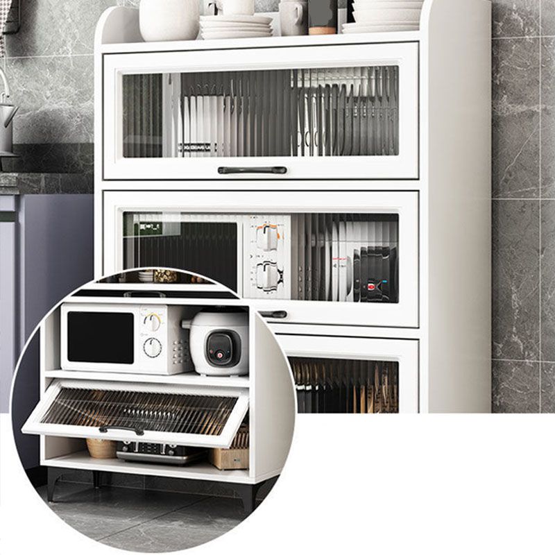 Porta di vetro Sideboard contemporanea Bianco in legno ingegnerizzato per sala da pranzo