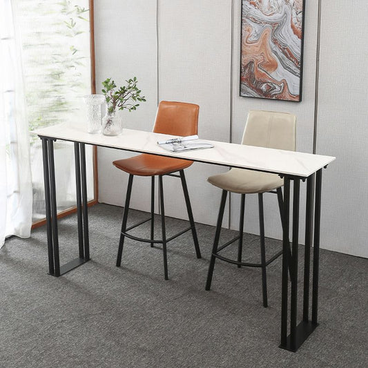 Tavolo da pub industriale per soggiorno in pietra tavolo da bar con doppio piedistallo