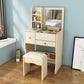 Scandinavian Engineered Wood Dressing Table Set with Mirror and Padded Stool