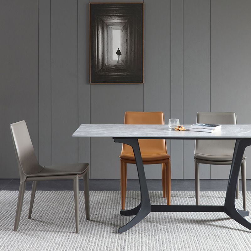Modern Leather Armless Dining Chair Dining Metal Chairs for Restaurant Use Clearhalo ' kitchen&dining_furn' 'Dining Chairs' 'Dining Tables & Seating' 'dining_chair' 'furn' 'furn_dining_chair' 'Furniture' 'furniture_dining_chair' 'Kitchen & Dining Furniture' 'kitchen' 1200x1200_a8461dae-c33b-4331-b7ab-c31a8e1c318e