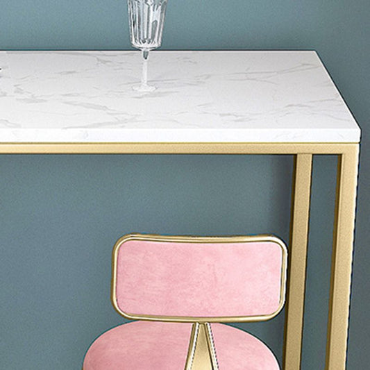 Glam Bar Height Table White Faux Marble Top Bistro Bar Table with Metal Base