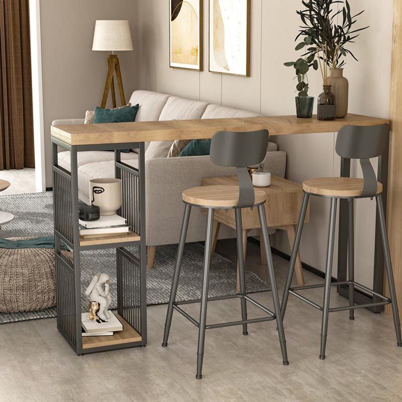 Vaste houten bovenbalktafel industriële balktafel met ijzeren voetstuk