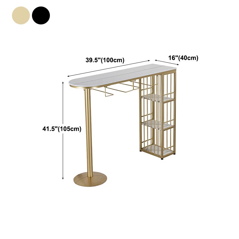 Glam Faux Marble Bistro Table Indoor Iron Double Pedestal Bar Dining Table with 3-Shelf Clearhalo 'Bar Furniture' 'Bar Tables' 'bar_tables' 'furn' 'furn_bar_tables' 'Furniture' 'furniture_bar_tables' 'Kitchen & Dining Furniture' 1200x1200_a84d2492-1a12-494d-bd5a-c3829282e440