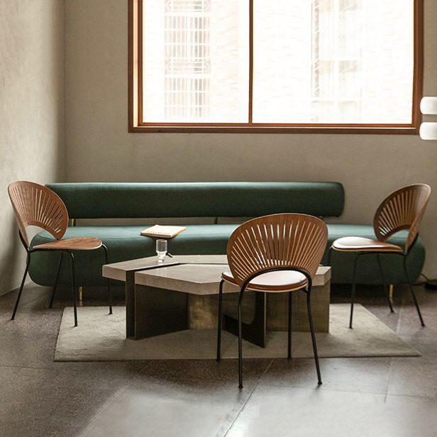 Industrial Dining Chair with Metal Legs Matte Finish Side Chair