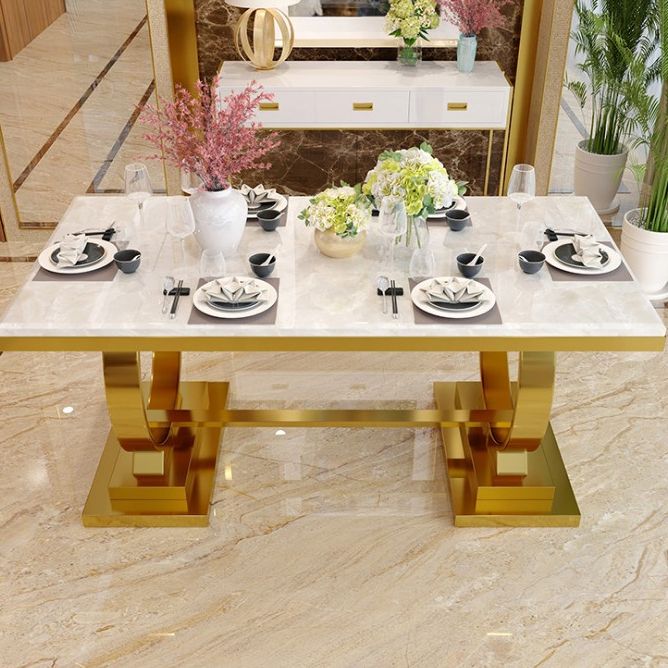 Rectangle Two-Color Dining Table Sintered Stone Table Luxury with Pedestal Clearhalo ' dining_table' 'Dining Tables & Seating' 'Dining Tables' 'furn' 'furn_dining_table' 'Furniture' 'furniture_dining_table' 'Kitchen & Dining Furniture' 'kitchen&dining_furn' 'kitchen' 'kitchen_dining_table' 1200x1200_a84efd96-0229-4b00-837b-4e33010aa675