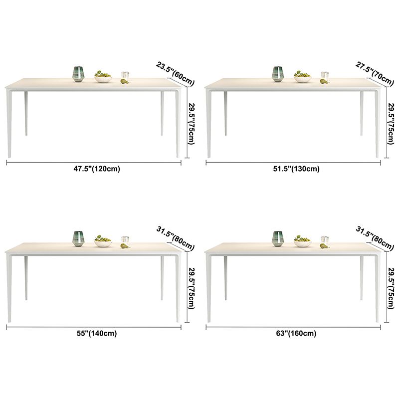 Modern Style Sintered Stone Dining Table 4 Legs Rectangular Table in White Clearhalo ' dining_table' 'Dining Tables & Seating' 'Dining Tables' 'Furniture' 'furniture_dining_table' 'Kitchen & Dining Furniture' 'kitchen&dining_furn' 'kitchen' 'kitchen_dining_table' 1200x1200_a84fafbd-9a6f-4548-bf2f-a421c7fbaaaa